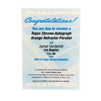 2024/25 Jarred Vanderbilt #TCA-JAV Orange Refractor Parallel Auto Redemption Front