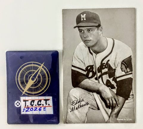 1952 Baseball Eddie Matthews #W461 Exhibit Card Front