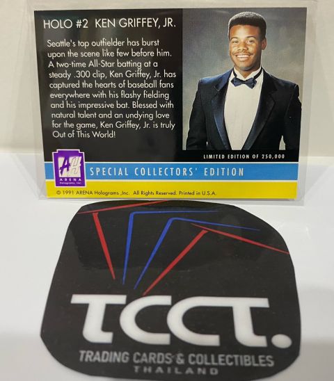 1991 Arena Holograms Ken Griffey JR On Top Of The World Holo #2 Backside