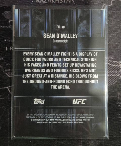 2025 Topps UFC Knockout Sean O’Malley Fight DNA #FD-10 /99 Backside