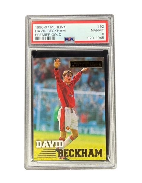 1996-97 Merlin’s David Beckham Premier Gold RC #92 PSA 8 Front