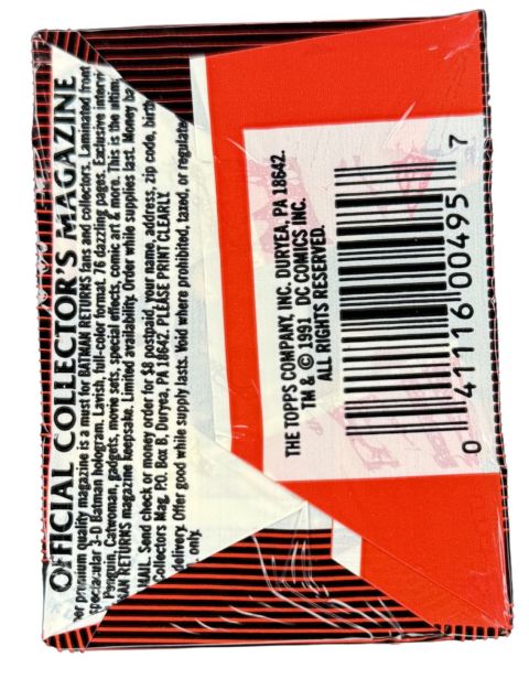 1991 Topps Stadium Club Batman Begins Factory Sealed Pack Back