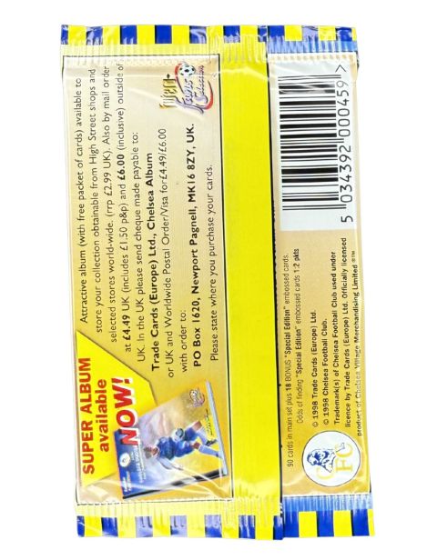 1998 Chelsea Football Club Factory Sealed Pack Back