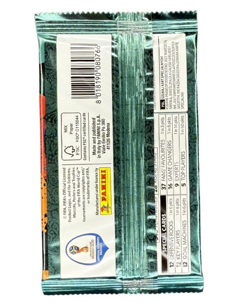 2018 Panini Road to FIFA World Cup Russia Factory Sealed Pack Back