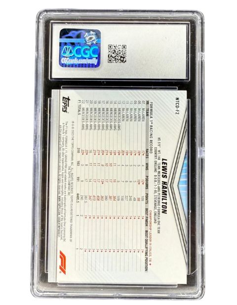 2023 Topps International Trading Card Day Lewis Hamilton #NTCD-F2 CGC 10 Back