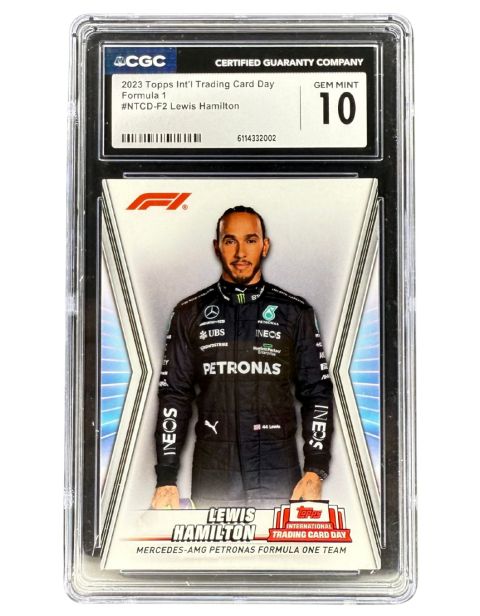 2023 Topps International Trading Card Day Lewis Hamilton #NTCD-F2 CGC 10 Front