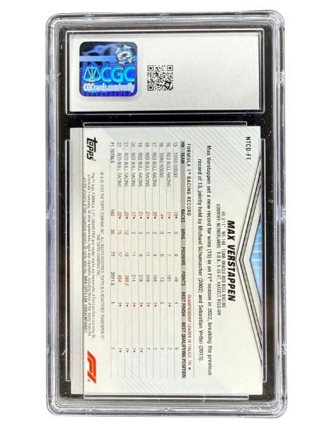2023 Topps International Trading Card Day Max Verstappen #NTCD-F1 CGC 10 Back