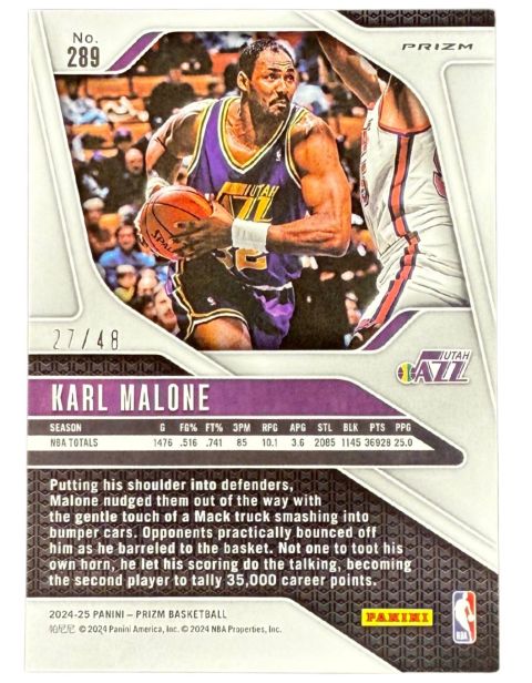 2024 Panini Prizm Karl Malone Dragon Scale 27/48 #289 Back