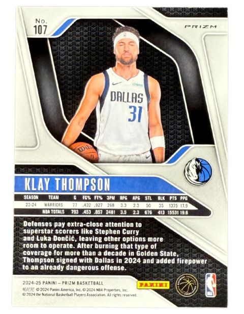 2024 Panini Prizm Klay Thompson Snakeskin SP #107 Back