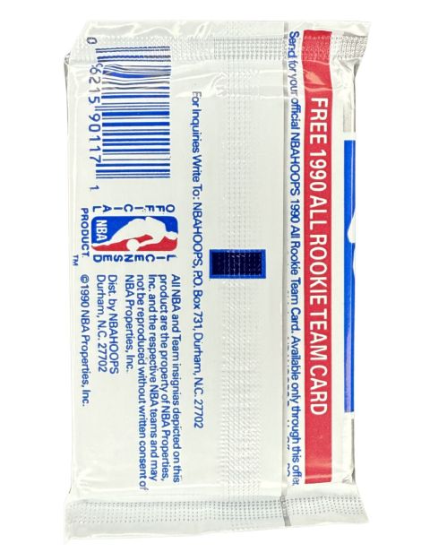 1990 NBA Hoops Factory Sealed Pack Back