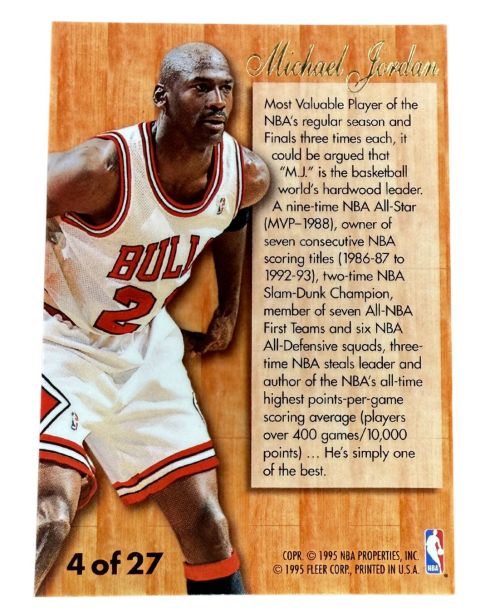 1995 Fleer Flair Michael Jordan #4 Backside