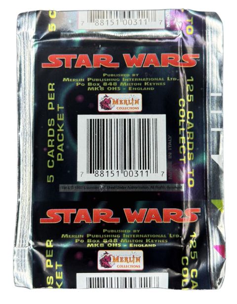 1997 Merlin Star Wars Trilogy Collection Factory Sealed Pack Backside