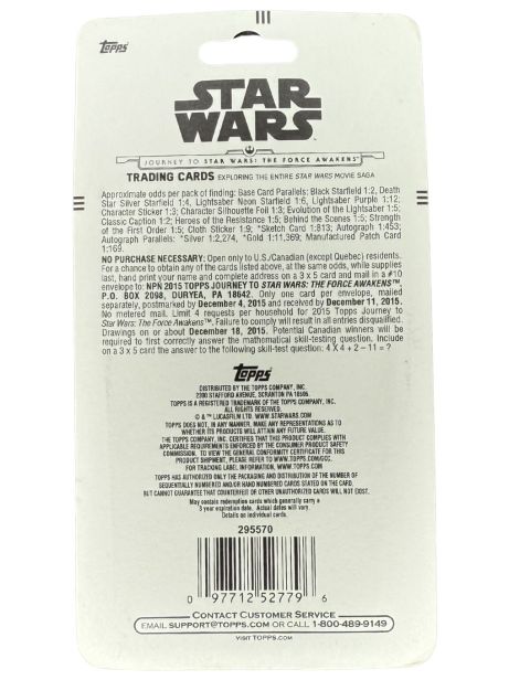 2015 Topps Star Wars Princess Leia Factory Sealed Blister Backside