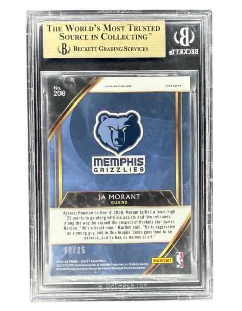 2019 Select Prizm Disco Blue Ja Morant #208 BGS 9.5 Backside