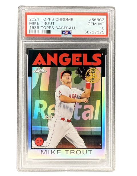 2021 Topps Chrome Mike Trout 1986 Topps Baseball #86BC2 PSA 10