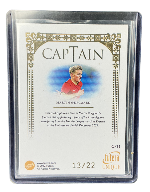 2022 Futera Captain Martin Odegaard #CP16 Relic /22 Backside