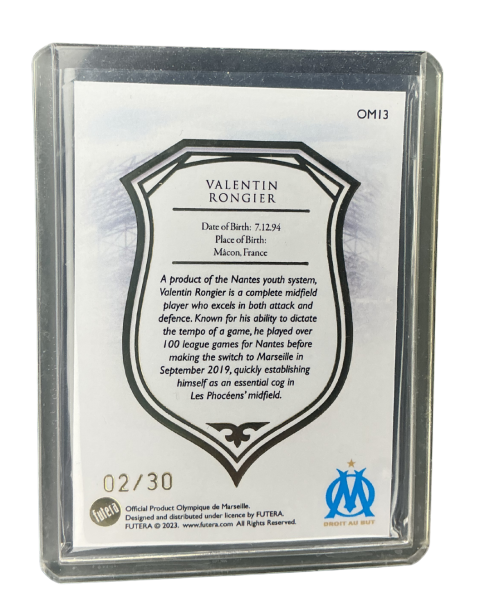 2023Futera Droit Au But Midfielder Valentin Rongier 02/30 #OM13 Backside