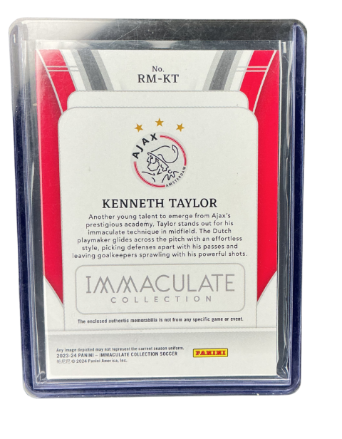 2023 Panini Immaculate Kenneth Taylor AFC Ajax #RM-KT Relic /99 Backside