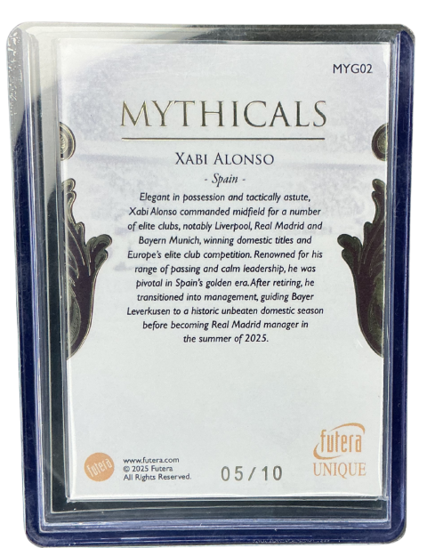 2025 Futera Unique Xabi Alonso Mythicals /10 #MYG02 Backside