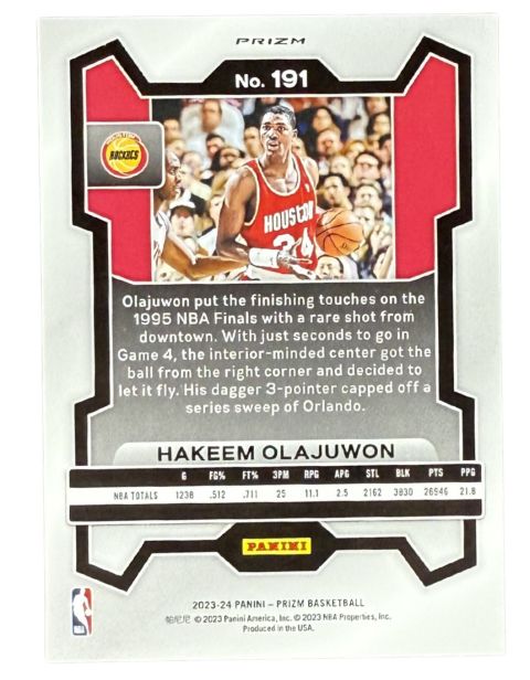 2023 Panini Prizm Hakeem Olajuwon Pink Cracked Ice #191 Back