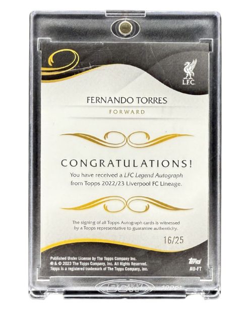 2023 Topps Liverpool Lineage Fernando Torres #AU-FT Auto /25 Backside