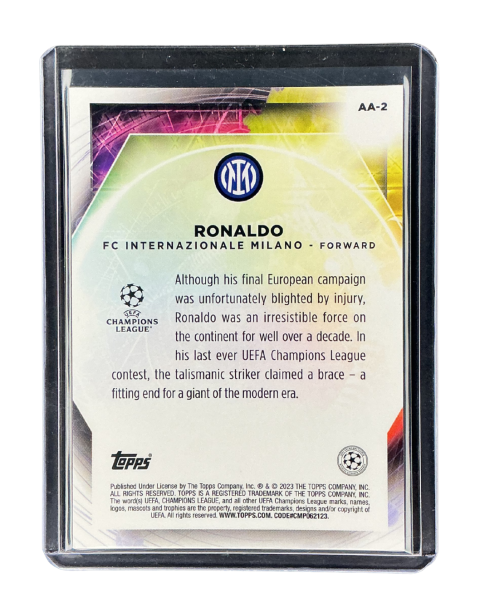 2023 Topps Merlin UEFA Ronaldo Ageless Alchemy #AA-2 Backside