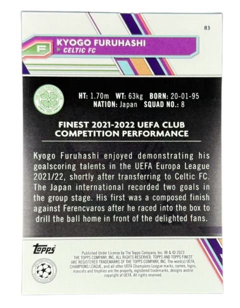 2023 Topps Stadium Kyogo Furuhashi Pink Wave /150 #86 Back