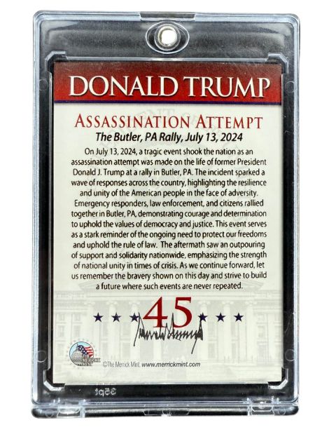 2024 Merrick Mint Donald Trump Assassination Attempt Card Backside