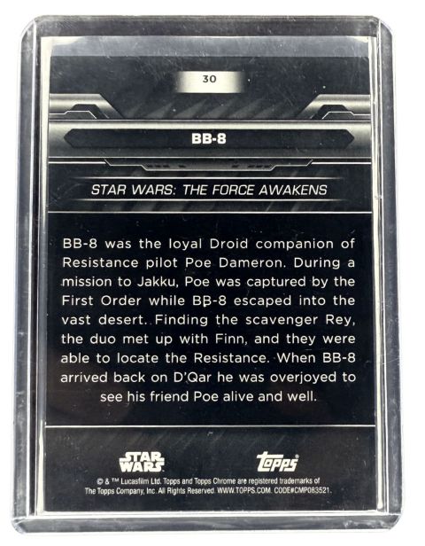 2024 Topps Chrome Black Star Wars BB-8 #30 /50 Backside
