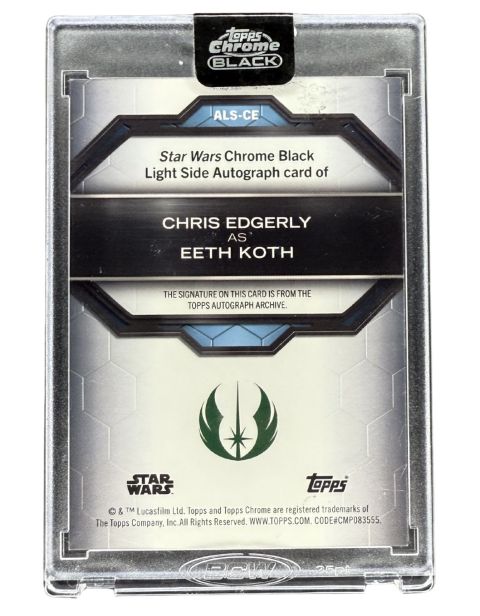 2024 Topps Chrome Black Star Wars Eeth Koth #ALS-CE Auto Backside