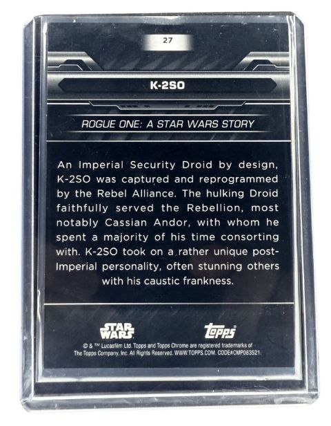 2024 Topps Chrome Black Star Wars K-2SO #27 /99 Backside