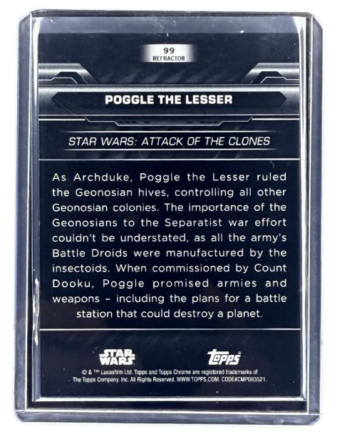 2024 Topps Chrome Black Star Wars Poggle The Lesser #99 /199 Backside