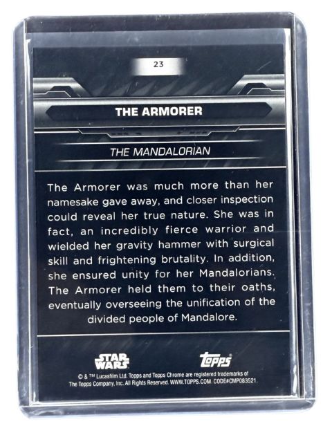 2024 Topps Chrome Black Star Wars The Armorer #23 /25 Backside