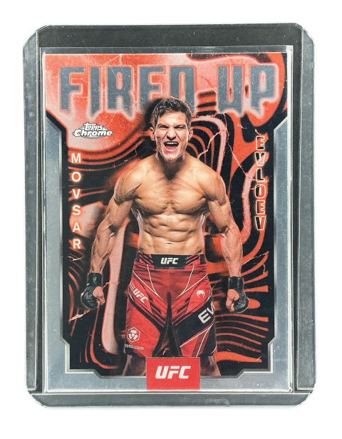 2024 Topps Chrome UFC Fired Up Movsar Evloev Featherweight #FUP-15 Front