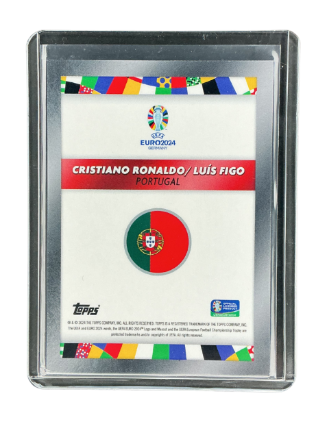 2024 Topps Jose Mourinho Platinum Euro Cristiano Ronaldo / Luis Figo Portugal Backside