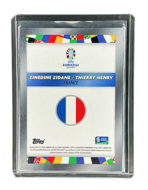 2024 Topps Jose Mourinho Platinum Euro Zinedine Zidane / Thierry Henry Backside
