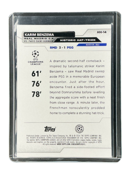 2024 Topps UCC Historic Karim Benzema #HH-14
 Backside