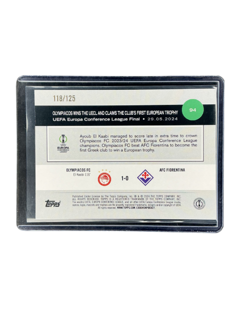 2024 Topps UCC Olymplacos Fc Title Winners /125 #94
Backside