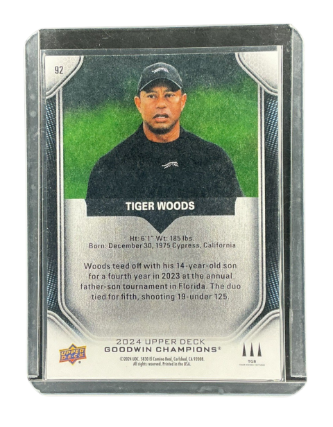 2024 Upper Deck Goodwin Champions Tiger Woods Golf #92 Backside