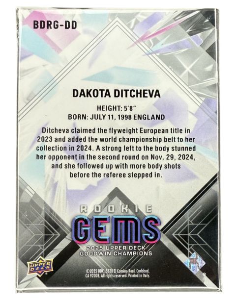 2025 Goodwin Champions Dakota Ditcheva #BDRG-DD /349 Black Diamond Rookie Gem Backside