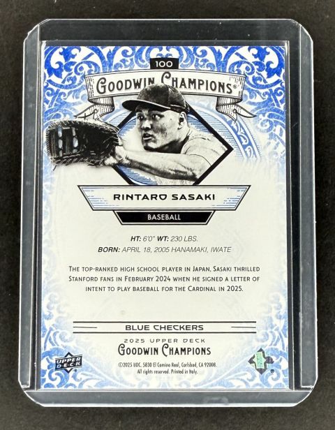 2025 Goodwin Champions Rintaro Sasaki #100 /249 Backside