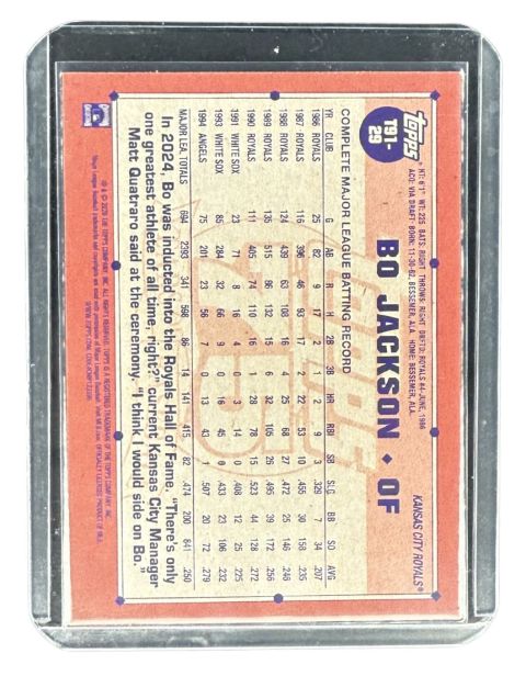 2025 Topps 75 Years Baseball Bo Jackson Royals #T91-29 Backside