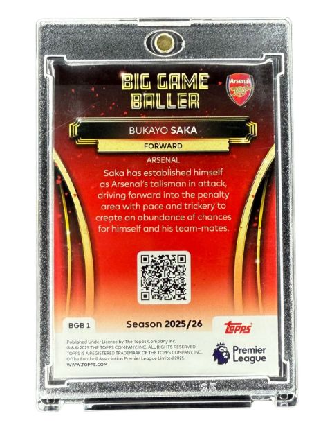2025 Topps Premier League Bukayo Saka #BGB-1 Backside