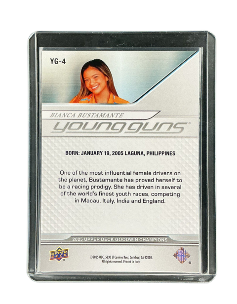 2025 Upper Deck Goodwin Champions Bianca Bustamante Young Guns Racing #YG-4 Backside