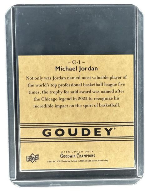 2025 Upper Deck Goodwin Champions Goudey Michael Jordan #G-1 Backside