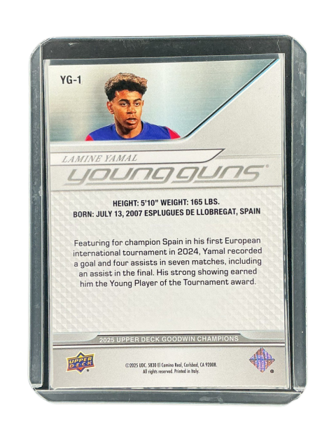 2025 Upper Deck Goodwin Champions Lamine Yamal Young Guns Soccer #YG-1 Backside