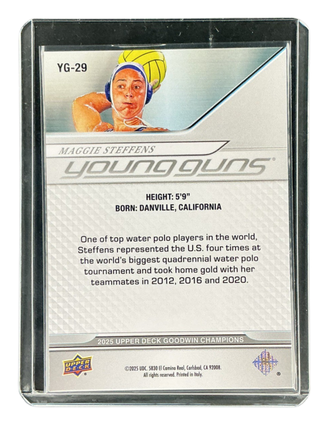 2025 Upper Deck Goodwin Champions Maggie Steffens Young Guns Water Polo #YG-29 Backside