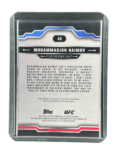 2024 Topps Chrome UFC Muhammadjon Naimov Featherweight #45 Backside