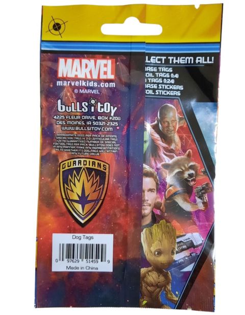 Marvel Guardians of the Galaxy VOL 2 Dog Tags + Stickers Factory Sealed Pack Backside
