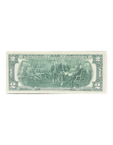 1976 United States Mint Two Dollar Federal Reserve Note #A40 Back